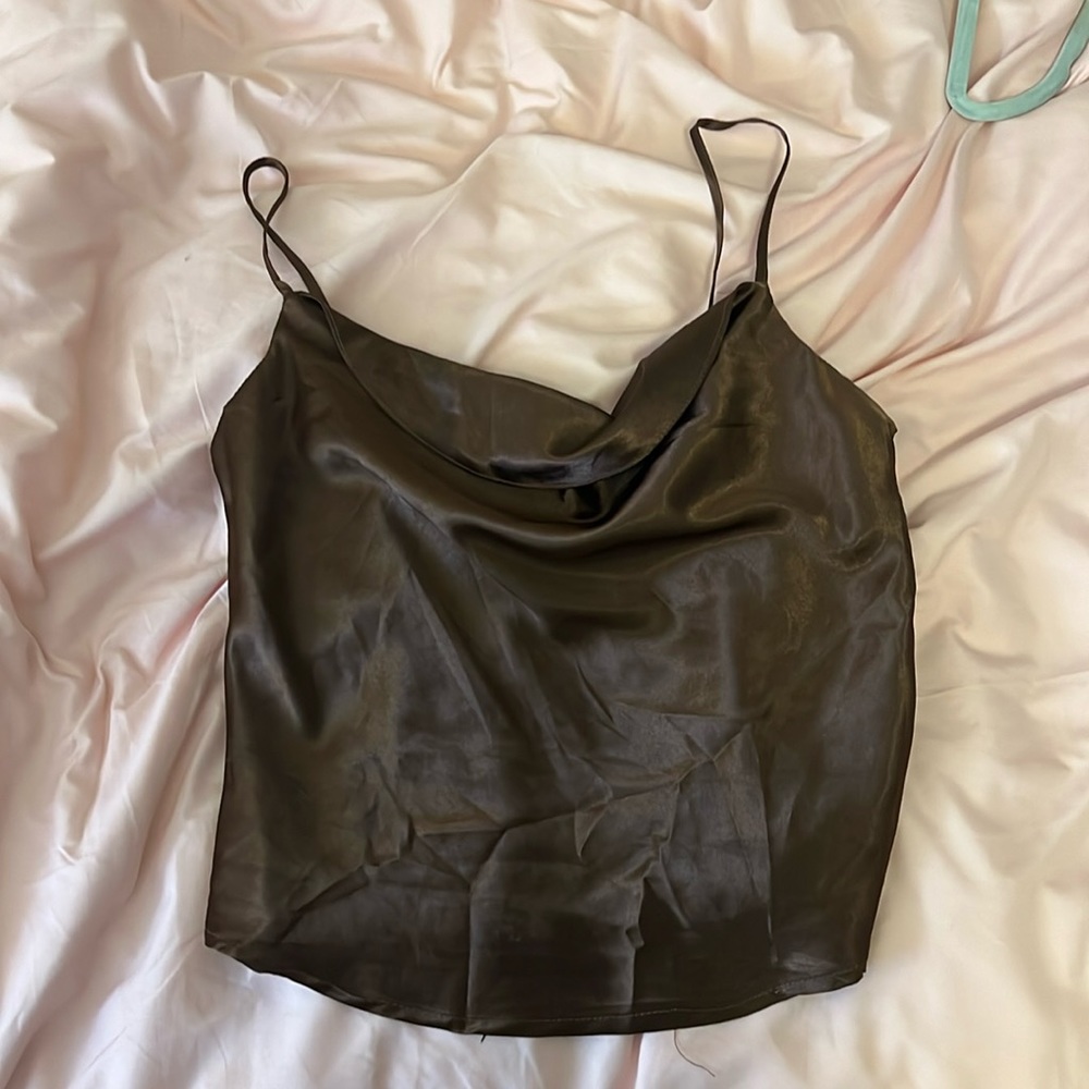 Silk brown tank, with scoop neck